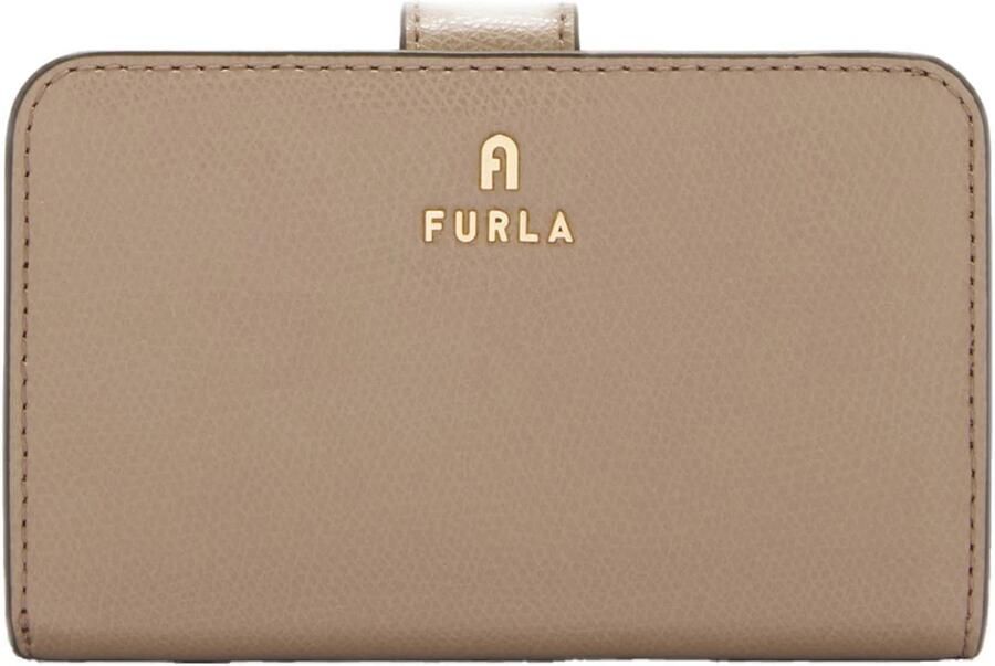 Furla leren portemonnee Camelia Compact M taupe