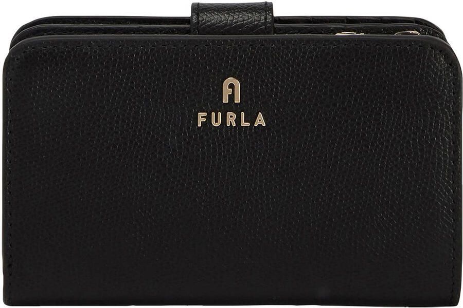 Furla Zwarte Leren Damesportemonnee met Kaarthouders en Geldvakken Black Dames