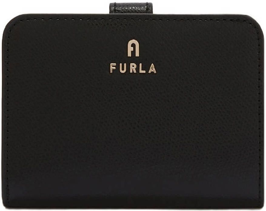 Furla Compacte Portemonnee van Bedrukt Leer met Meerdere Kaartsleuven Zwart Dames