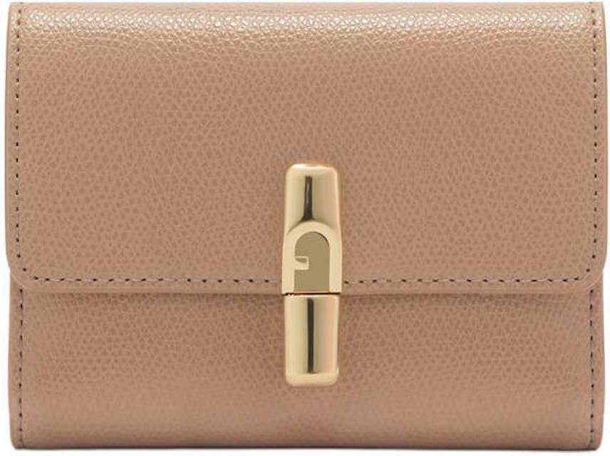 Furla leren portemonnee Iride S beige