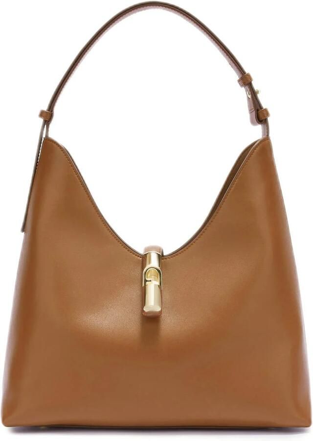 Furla leren schoudertas Goccia M cognac - Foto 3