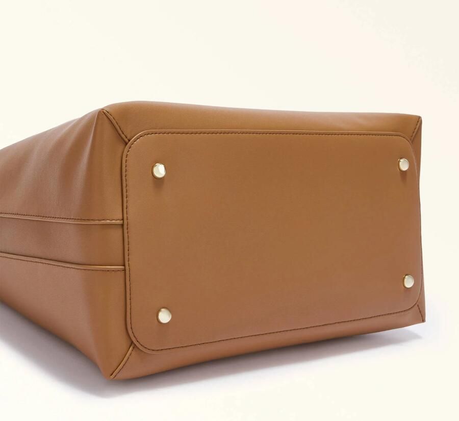 Furla leren schoudertas Goccia M cognac