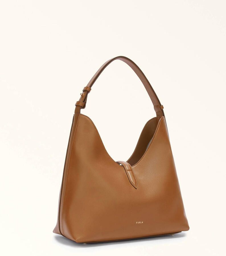 Furla leren schoudertas Goccia M cognac - Foto 2
