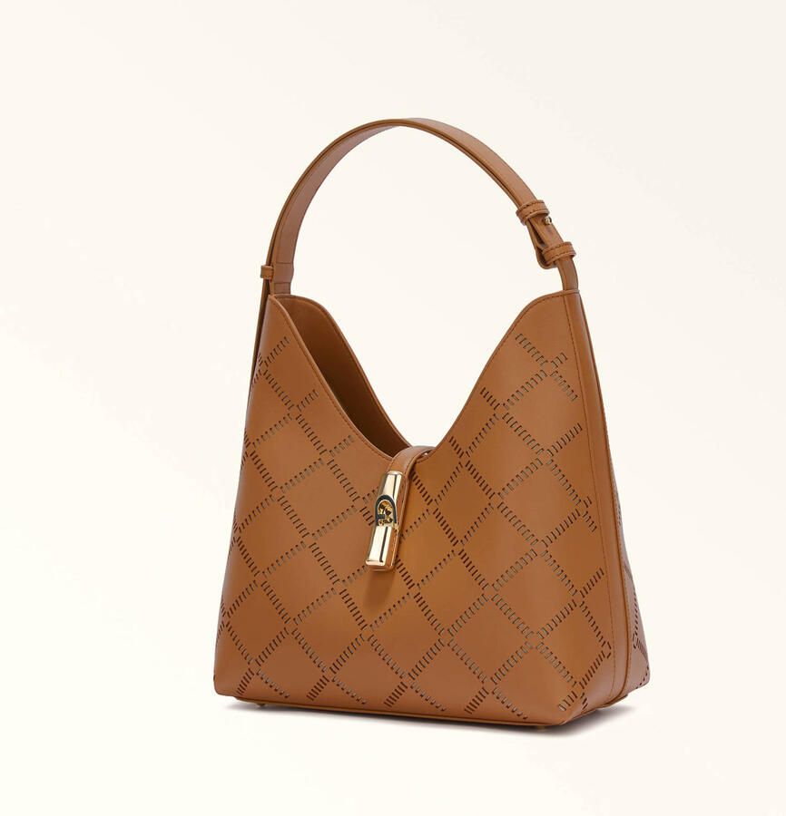 Furla leren schoudertas Goccia M cognac - Foto 2