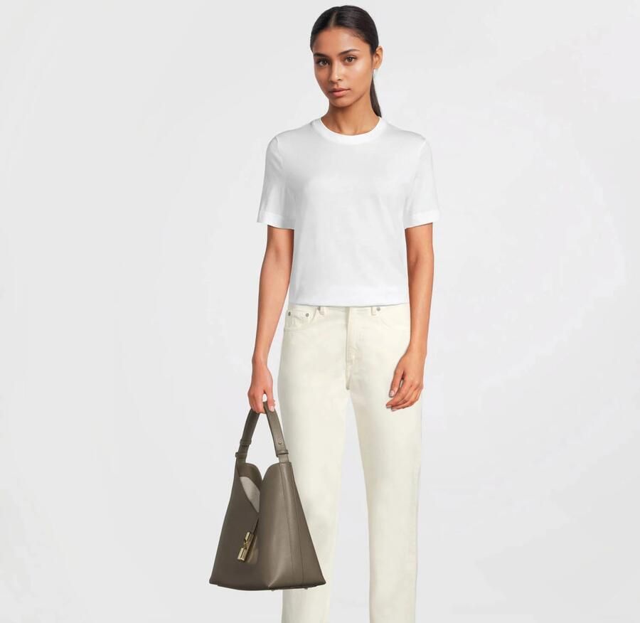 Furla leren schoudertas Goccia M olijfgroen