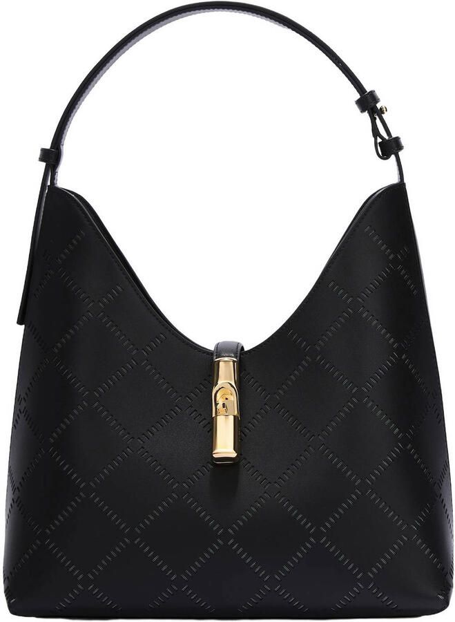 Furla leren schoudertas Goccia M zwart