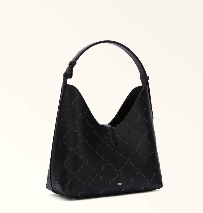 Furla leren schoudertas Goccia M zwart - Foto 3