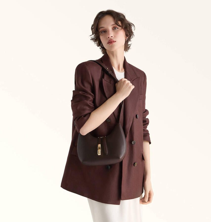 Furla leren schoudertas Goccia S donkerbruin