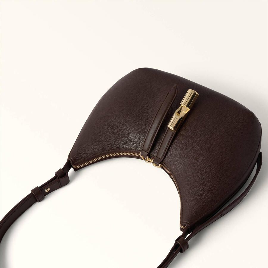 Furla leren schoudertas Goccia S donkerbruin - Foto 2