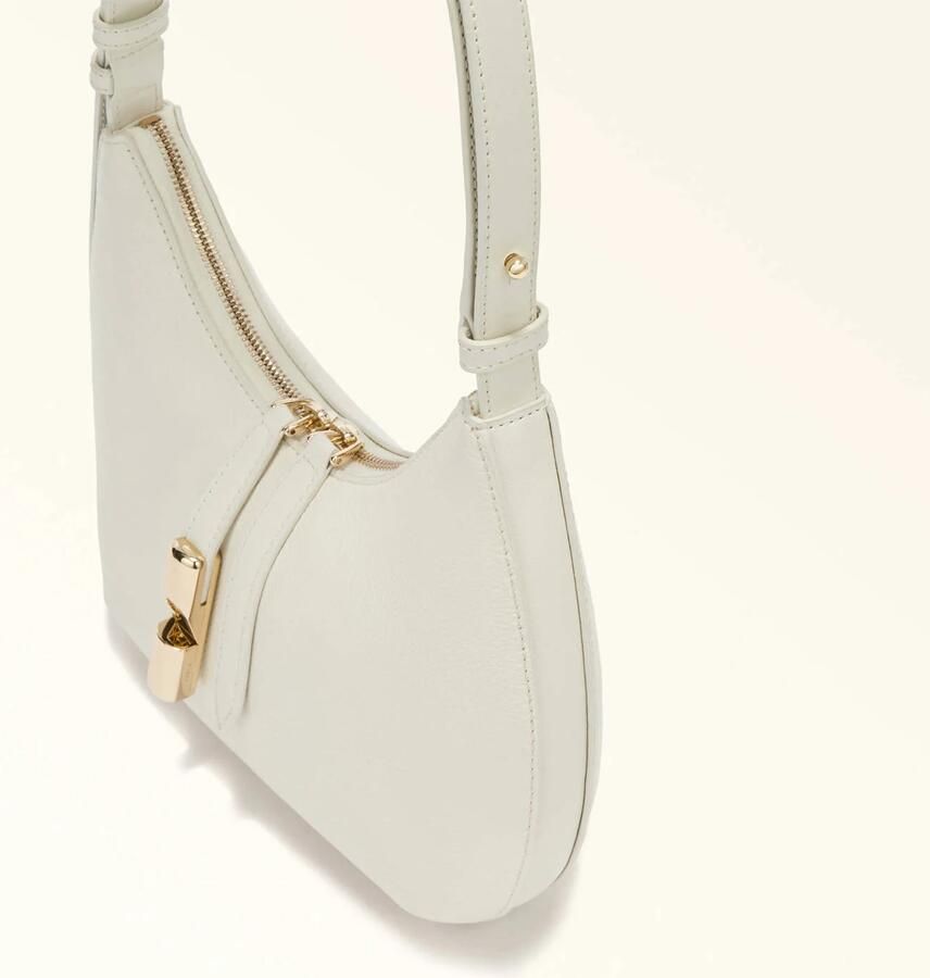 Furla leren schoudertas Goccia S ecru