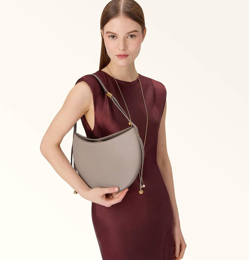 Furla leren schoudertas Moonstone beige