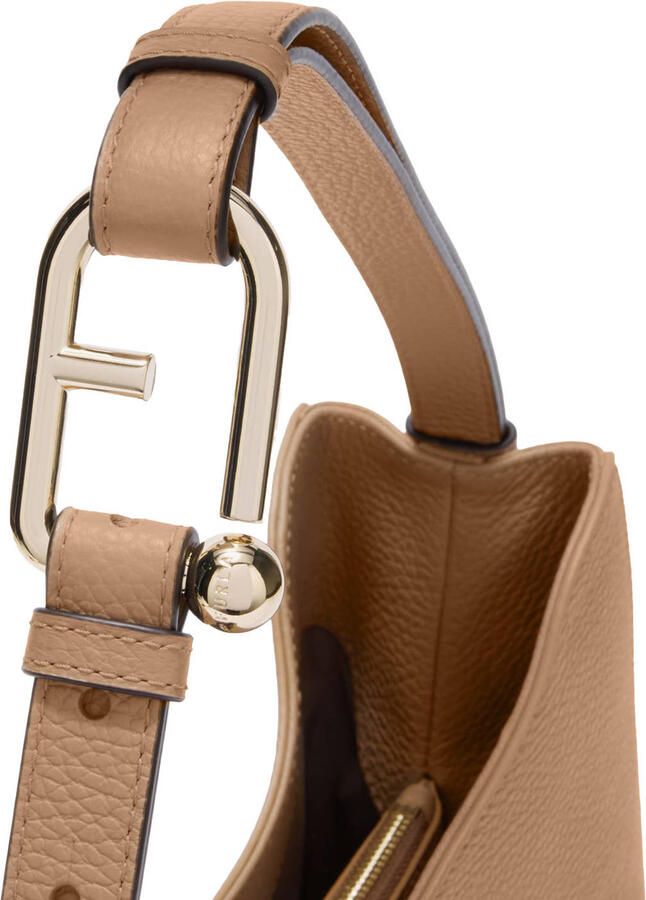 Furla leren schoudertas Nuvola L lichtbruin