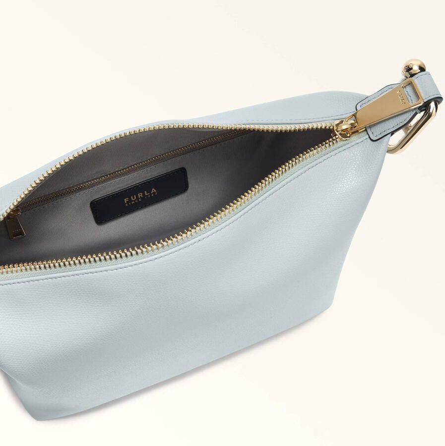 Furla leren schoudertas Tonie M lichtblauw - Foto 3
