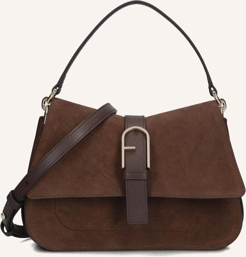 Furla Schoudertassen Flow M Top Handle Bruin