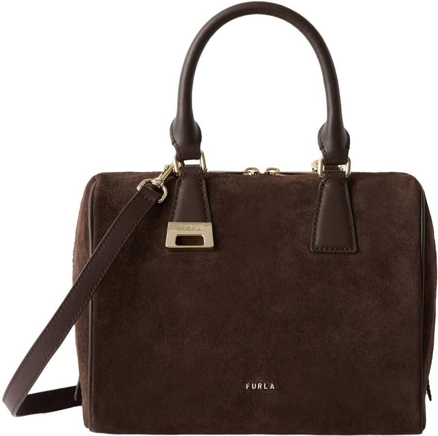 Furla suède handtas Olivia M donkerbruin