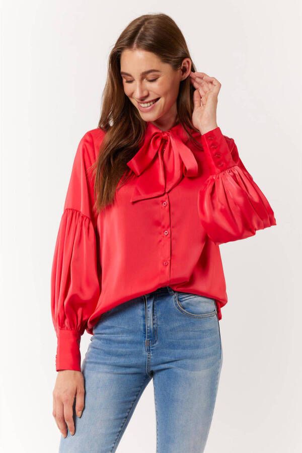 G-maxx blouse Bridget met plooien rood
