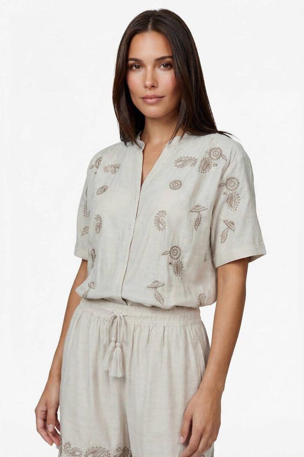 G-maxx blouse met paisley print zand