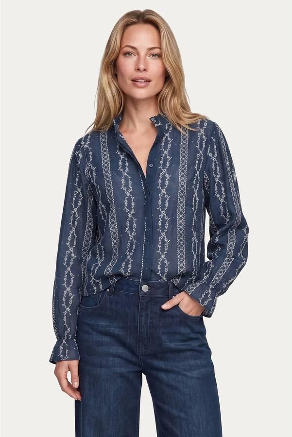 G-maxx blouse met print donkerblauw