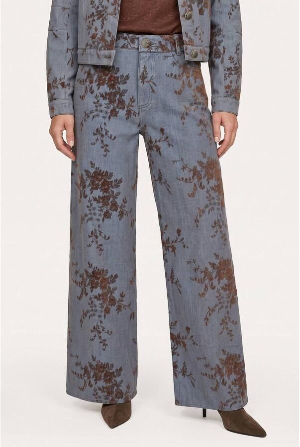 G-maxx denim wide leg gebloemde broek blauw