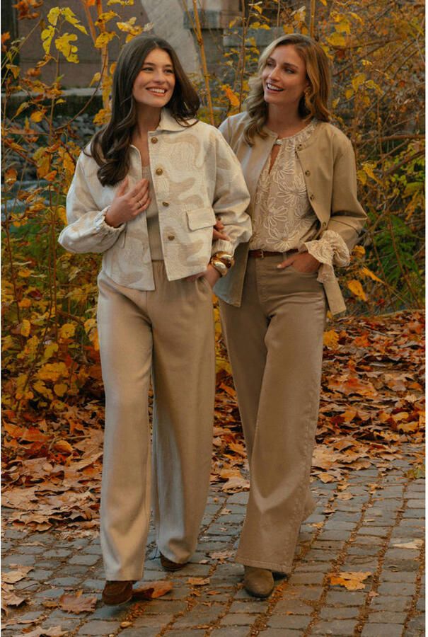G-maxx gebloemde blouse met pailletten beige - Foto 2