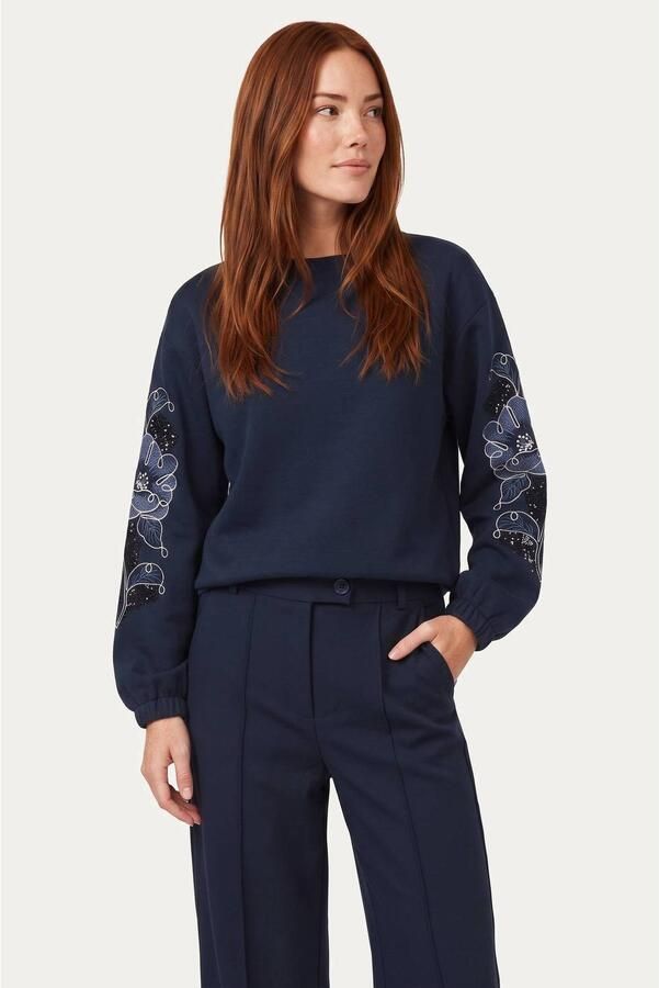 G-maxx gebloemde sweater donkerblauw