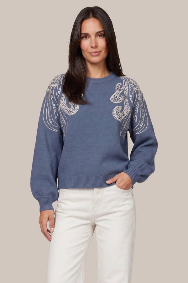 G-maxx gebreide trui met pailletten blauw