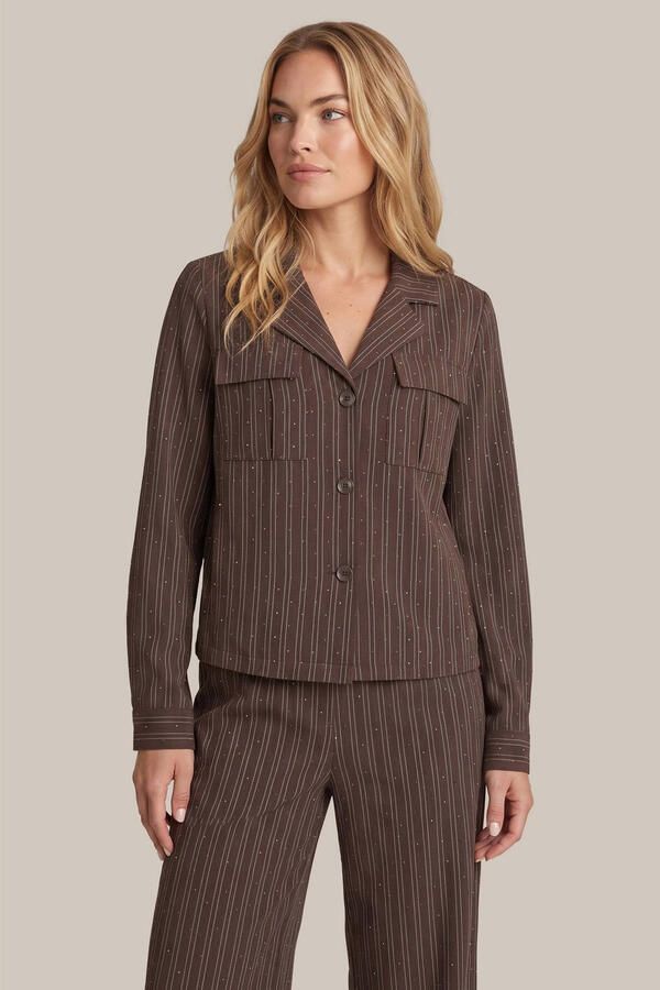 G-maxx gestreepte blouse met strass-steentjes bruin