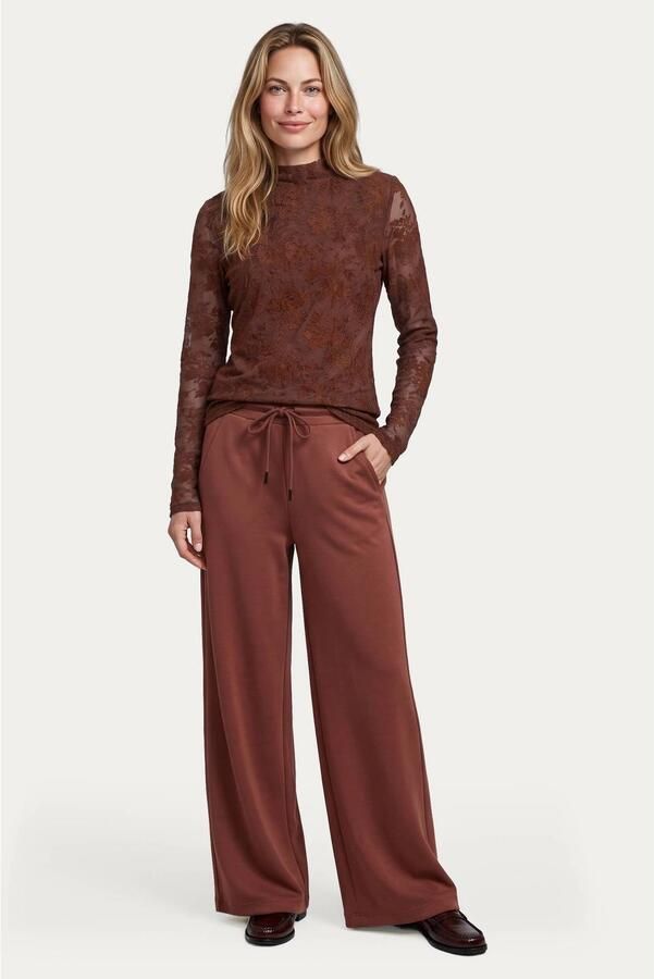 G-maxx travelstof wide leg casual broek bruin - Foto 2