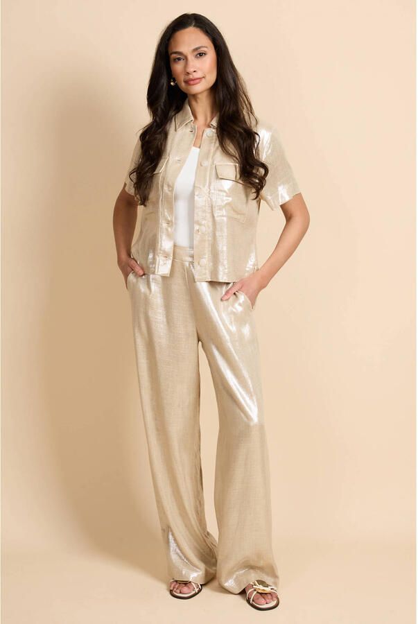 G-maxx wide leg regular waist broek beige