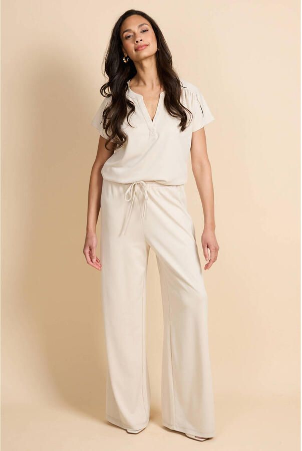 G-maxx wide leg regular waist casual broek crème