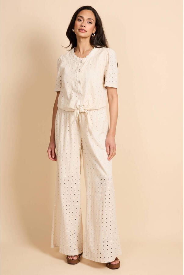 G-maxx wide leg regular waist casual broek crème - Foto 2