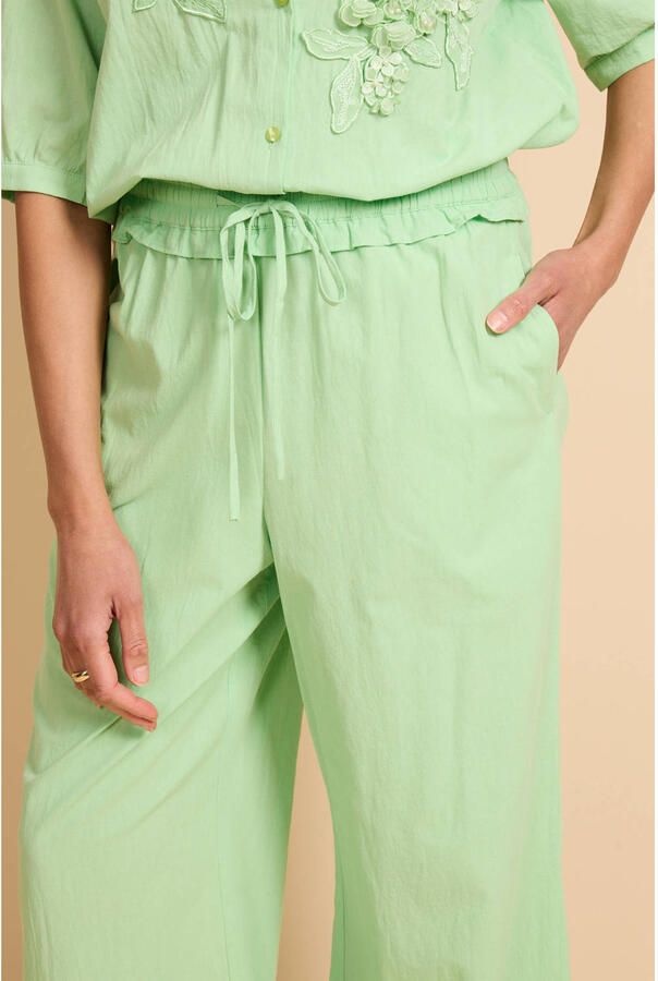 G-maxx wide leg regular waist casual broek lichtgroen