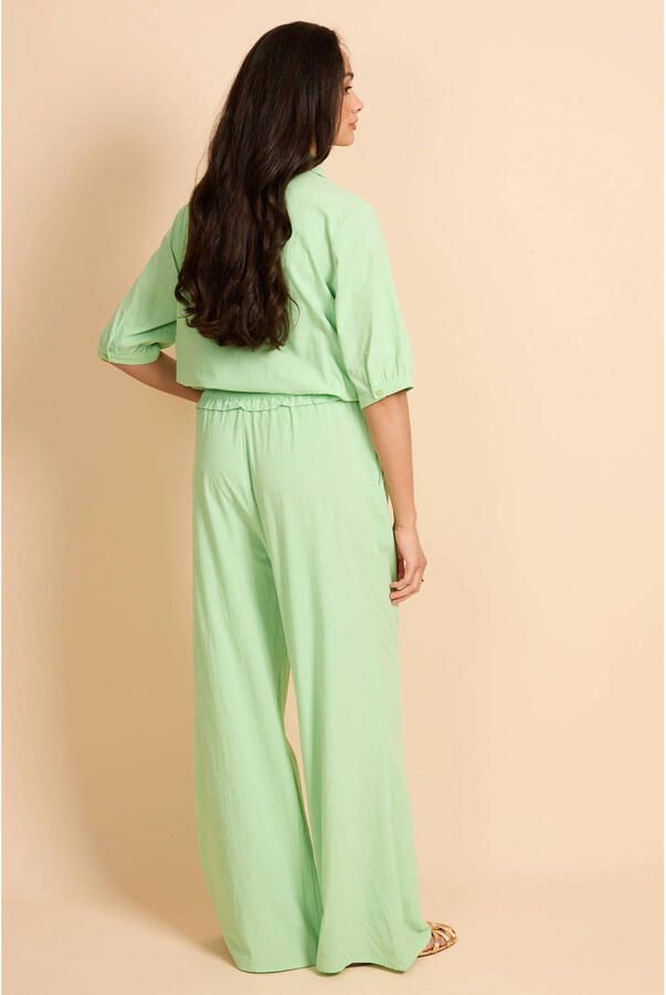G-maxx wide leg regular waist casual broek lichtgroen - Foto 2