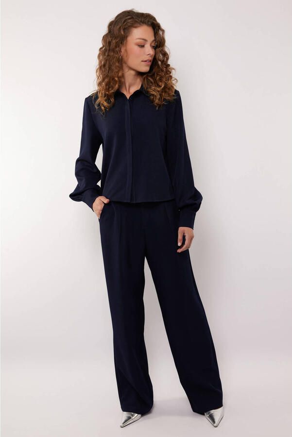 G-maxx wide leg regular waist pantalon donkerblauw