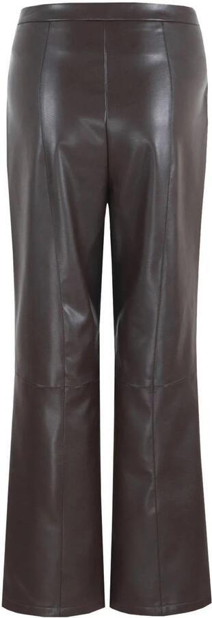 G-maxx X Froukje imitatieleren straight regular waist coated broek donkerbruin - Foto 3