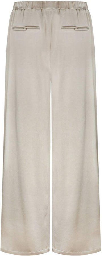 G-maxx X Froukje satijnen wide leg high waist broek zand - Foto 3