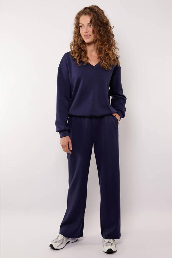 G-maxx X Froukje wide leg regular waist casual broek donkerblauw