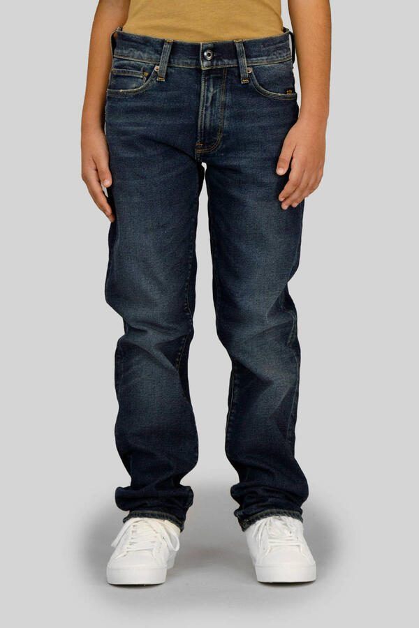 G-STAR straight leg jeans dark blue denim Blauw Jongens Stretchdenim Effen
