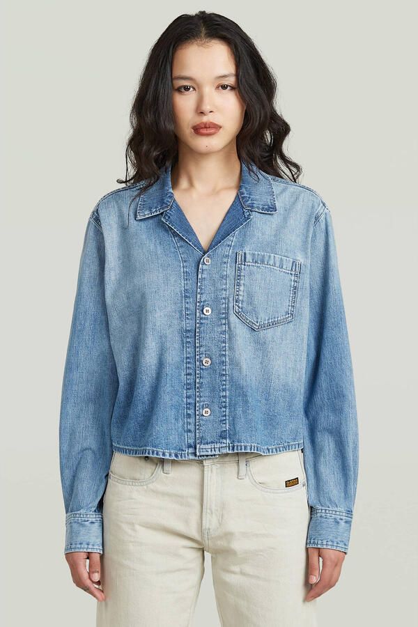 G-Star RAW Resort Boxy Relaxed Overhemd Midden blauw Dames