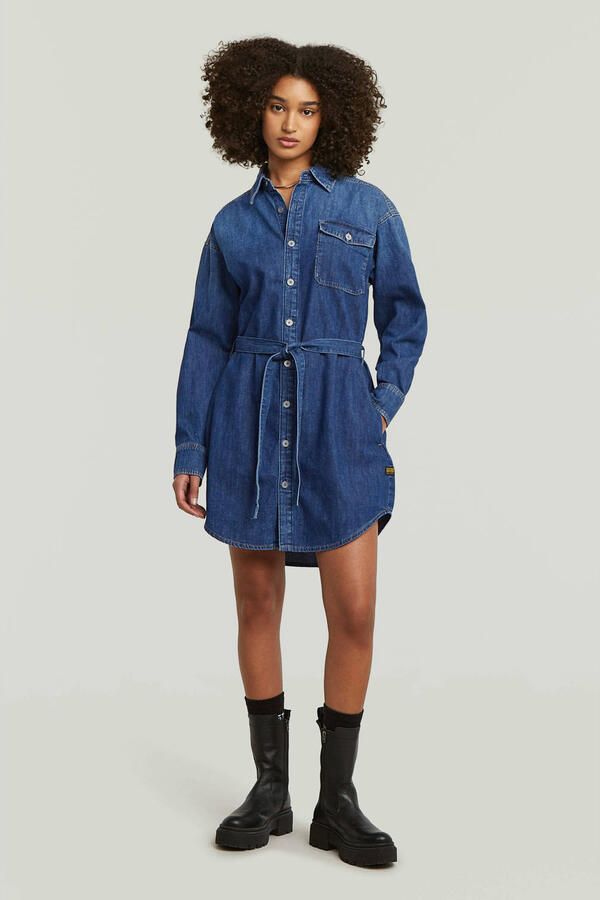 G-Star RAW Belted Overhemdjurk Donkerblauw Dames - Foto 2
