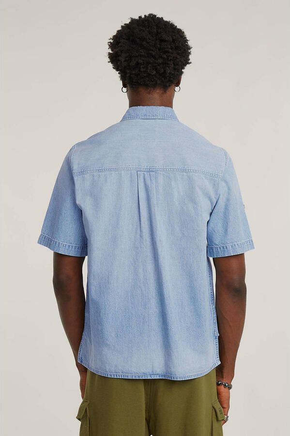 G-Star Raw Overhemd Lange Mouw Chemise en jean à double poche oblique