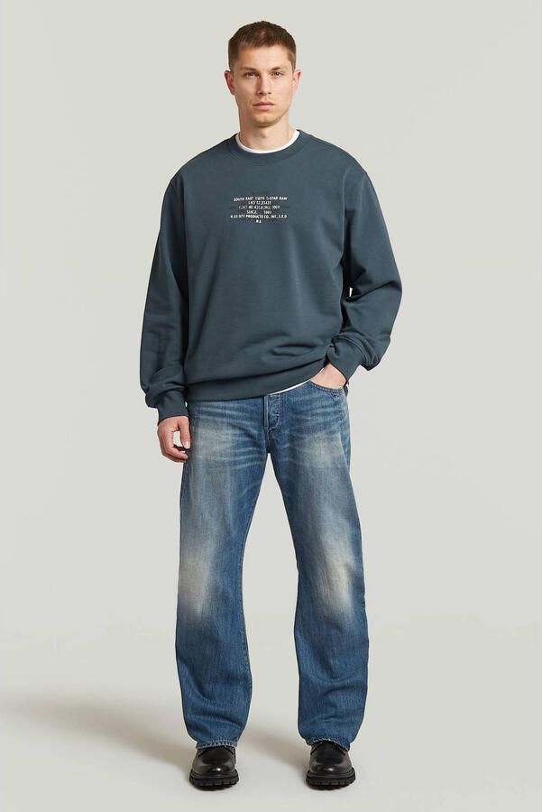 G-STAR denim relaxed fit sweater met print donkerblauw - Foto 2