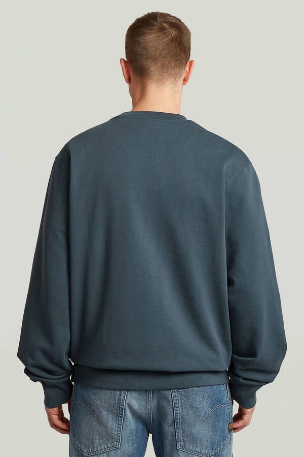 G-STAR denim relaxed fit sweater met print donkerblauw - Foto 3