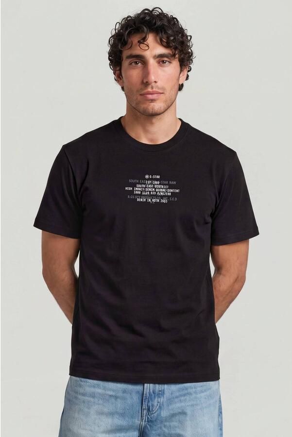 G-Star RAW Multi Text Relaxed T-Shirt Zwart Heren