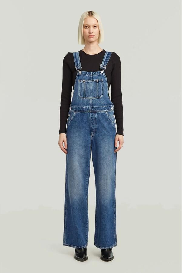 G-Star RAW Tuinbroek Straight Leg Dungaree met knopen aan de zijkanten - Foto 3