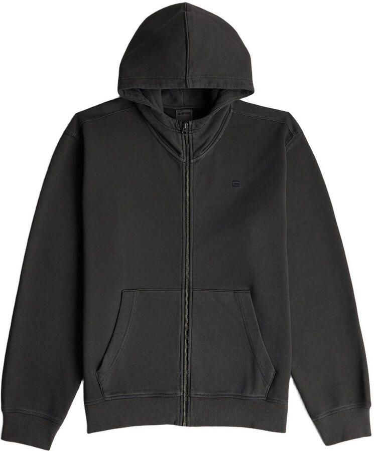 G-Star RAW Unit Washed Full Zip Hoodie Zwart Heren