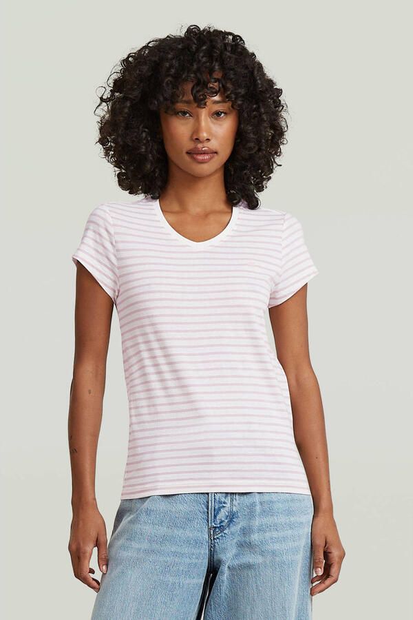 G-Star RAW Stripe Eyben Slim V 2.0 T-Shirt Roze Dames