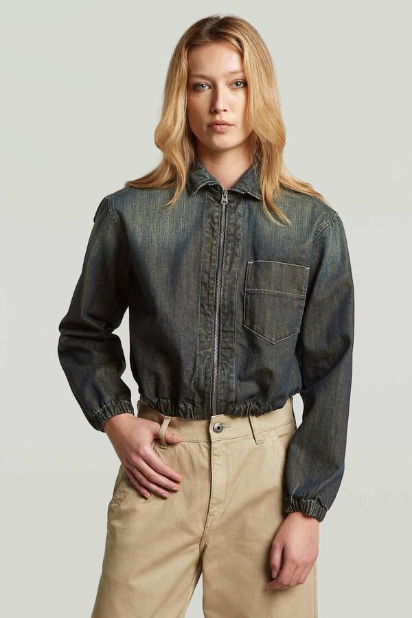 G-STAR katoenen bomberjack donkerblauw denim