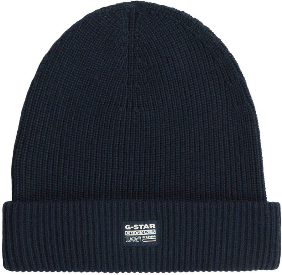 G-STAR katoenen muts donkerblauw Effen | Muts van