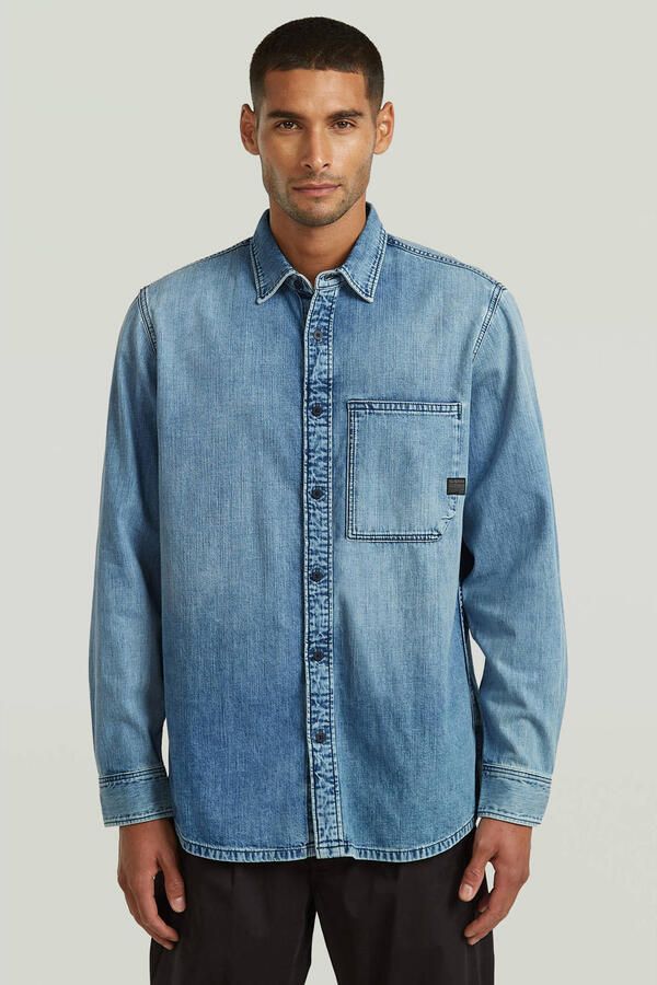 G-STAR regular casual overhemd blauw
